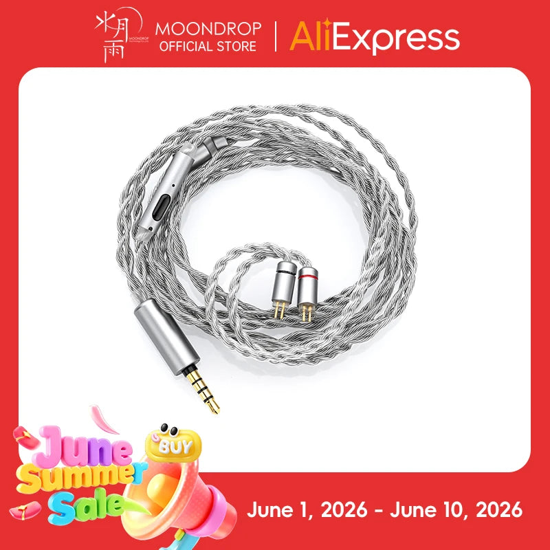 MOONDROP MC2 microphone upgrade cable 3.5mm 0.78mm 2pin oxygen-free copper and silver plating