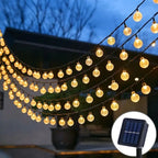 Solar bubble ball string lights, 8 modes, 22m 200 LED crystal globe outdoor, blue/white/yellow