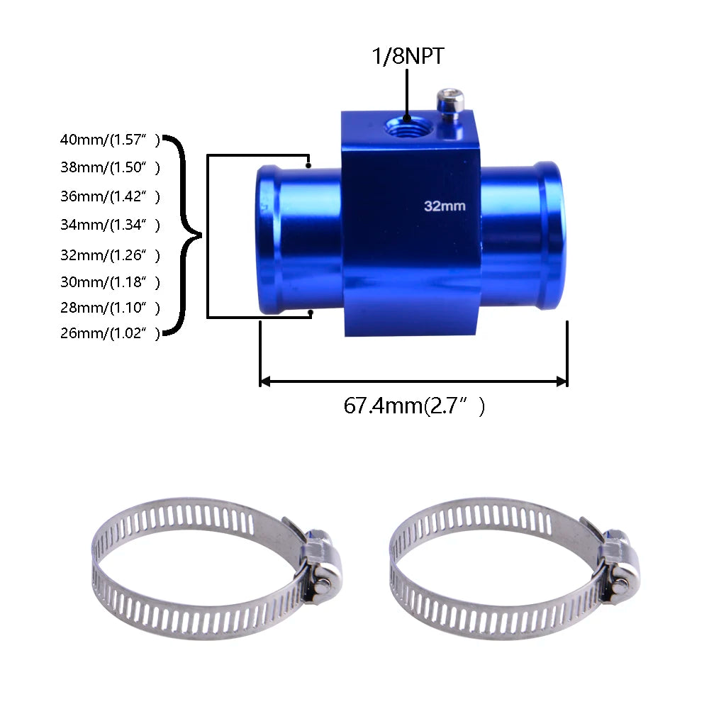12v Dc 1/8 Npt Auto digital water temp Meter Square water temperature gauge Skyline WRX Evo MPS with Joint Pipe Sensor Adapter
