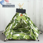 Pet Teepee Tent for Cats and Dogs Portable Removable Washable Dog House Indoor Puppies House with Cushion and Blackboard Cat Bed
