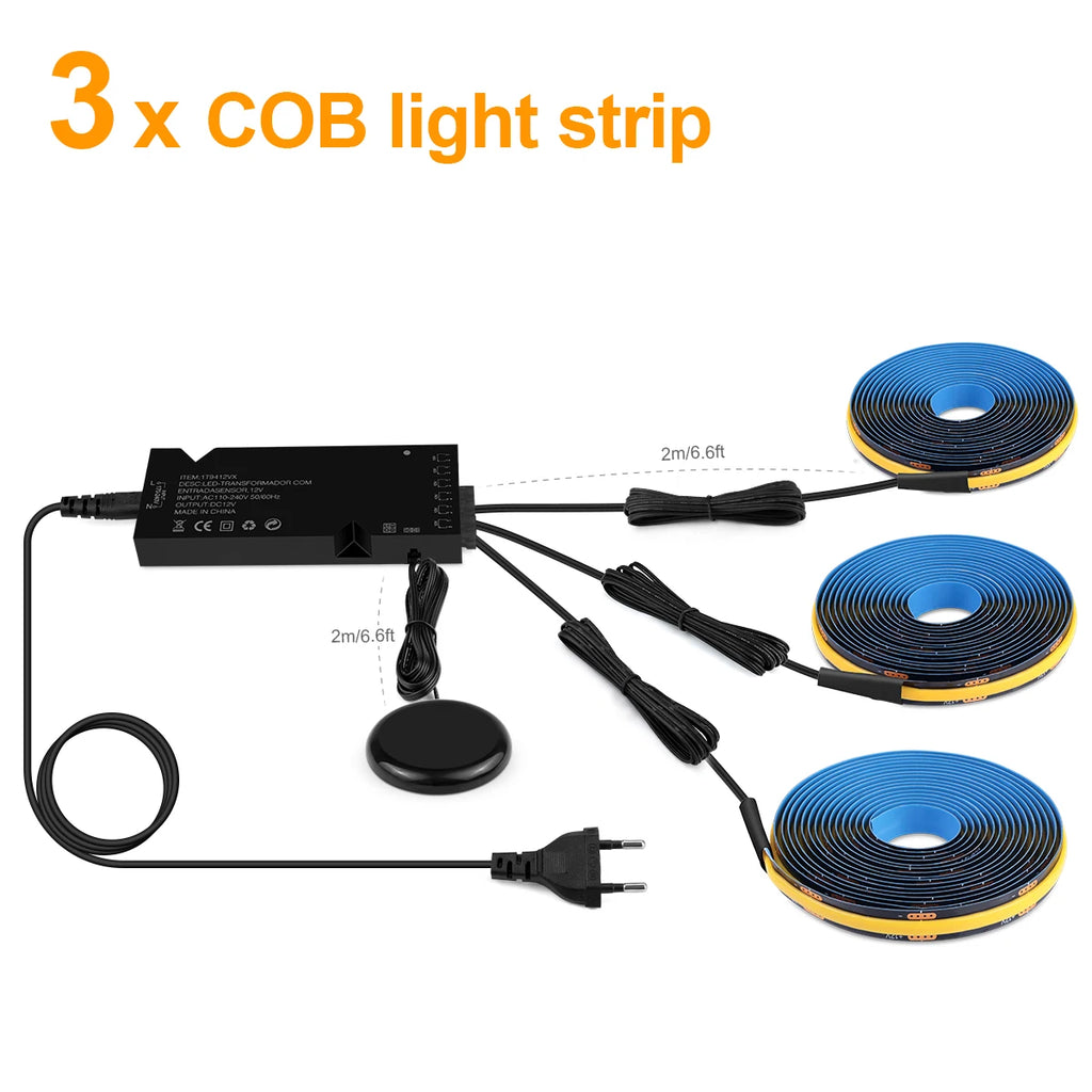 Blackboard COB Storage Cabinet Ceiling Panel Wall LED Strip Kitchen Light Wardrobe LED Tape Penetrable Wood Dimmable Touch Lamp