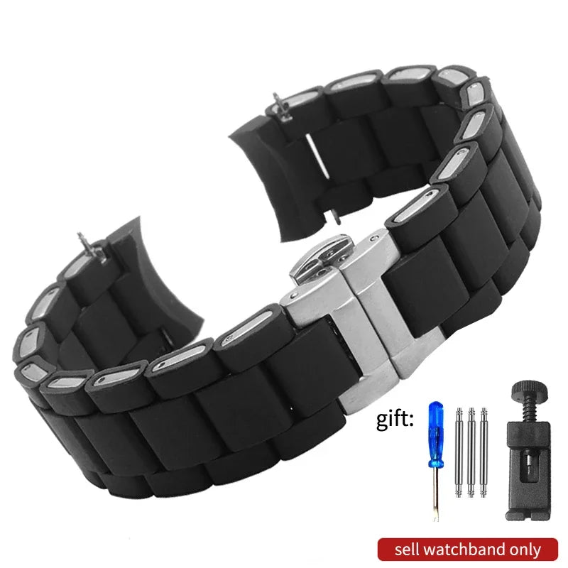 Rubber Clad Steel Watch Strap for Armani Ar5889 5890 5905 5920 Waterproof Silicone Watch Band Accessories 20mm 23mm Wrist Strap