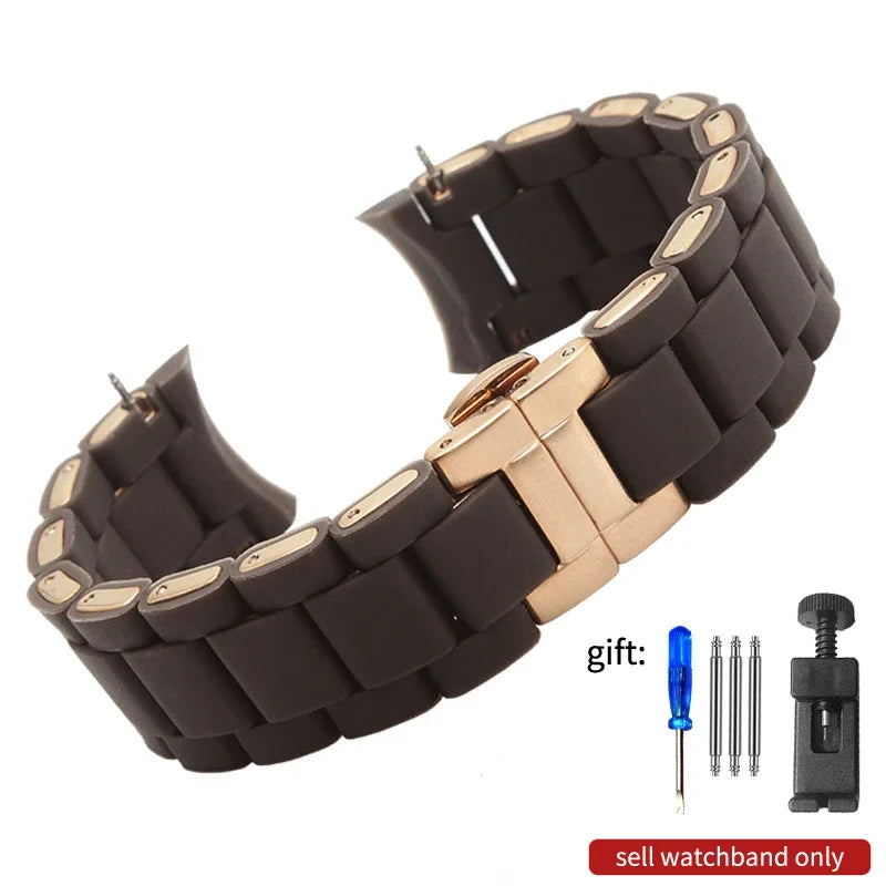 Rubber Clad Steel Watch Strap for Armani Ar5889 5890 5905 5920 Waterproof Silicone Watch Band Accessories 20mm 23mm Wrist Strap