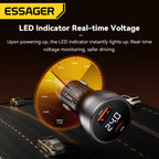 Essager 100W USB C Car Charger PD3.0 Fast Charging Digital Dispaly Quick Charge for iPhone 15pro Samsung Xiaomi  MacBook Laptop
