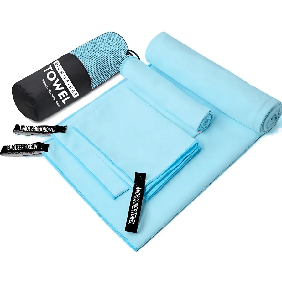 3PCS Quick Dry Beach Towel, Microfiber Travel Towel 3 Size in 1 Pack,Fast Drying Towel Set for Camping, Beach, Gym, Sports, Yoga