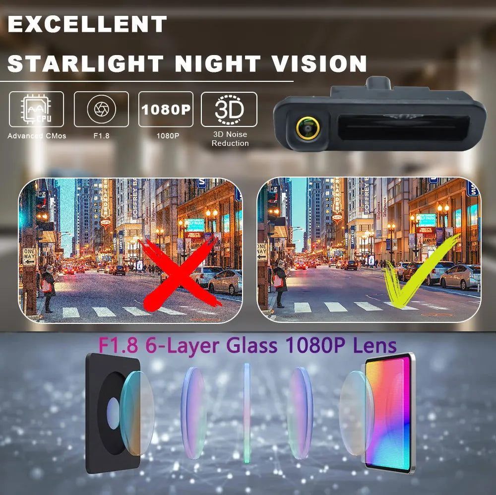 AHD 1920*1080PVehicle 170° Golden Lens Trunk Handle Rear View Camera For Ford Focus 3 MK3 C MAX 2011 2012 2013Reverse Car Camera