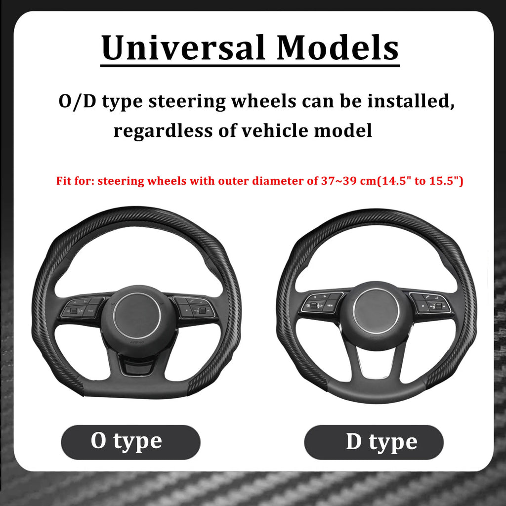 Carbon Fiber Car Steering Wheel Cover Concave Convex Design Non-slip Universal 38cm 15inch for Toyota Camry Prius Corolla Rav4