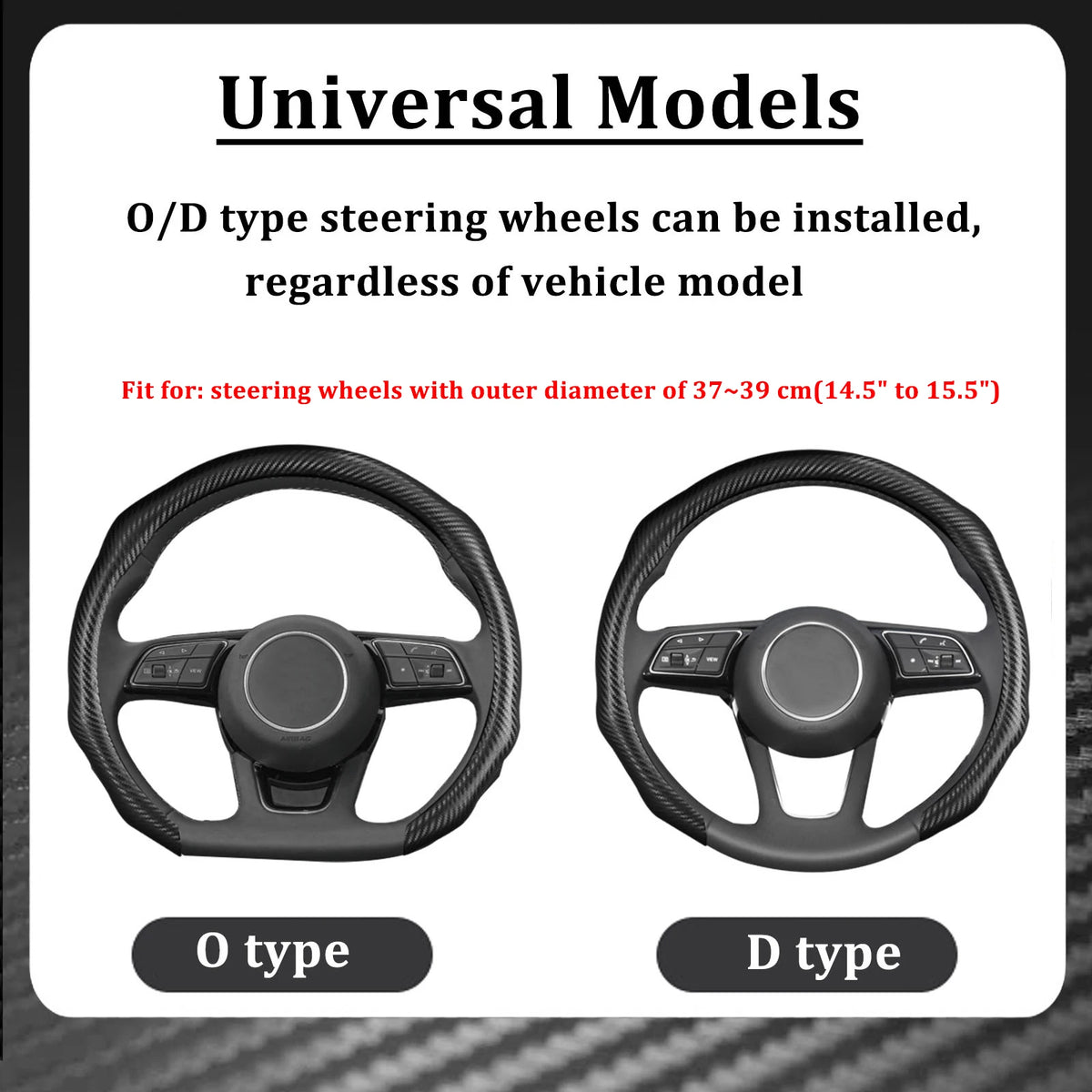 Carbon Fiber Car Steering Wheel Cover Concave Convex Design Non-slip Universal 38cm 15inch for Toyota Camry Prius Corolla Rav4