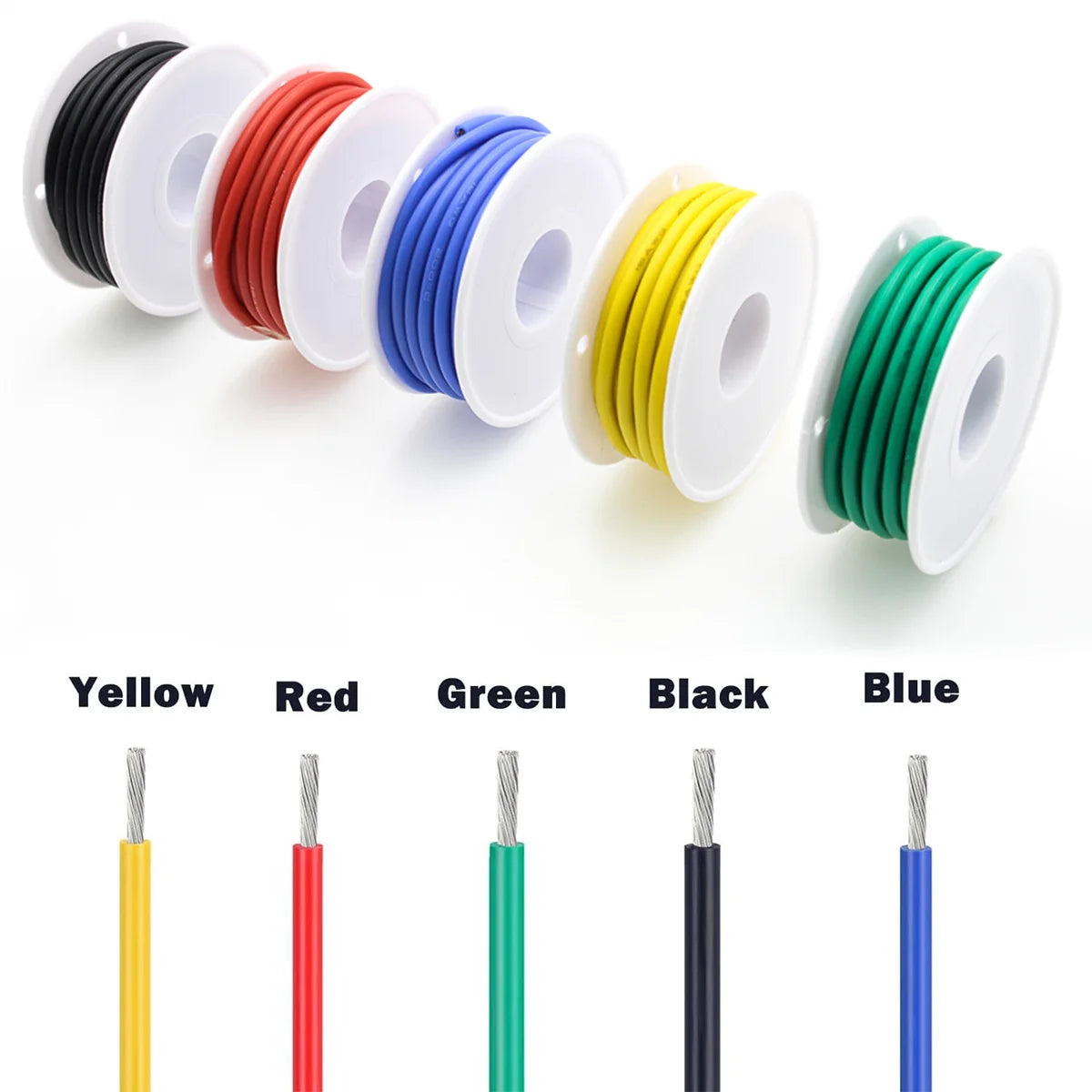 16/18/20/22/24/26/28 AWG Electric Wire with Heat Shrink Tubing,5 Colors Stranded Tinned Copper Flexible Silicone Hookup Wire Kit