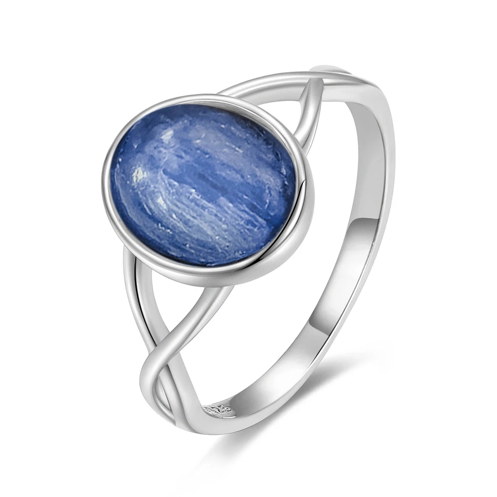 925 Sterling Silver Natural Stone Rings With Amethyst Simple Purple Oval Ring 8*10mm Fine Jewelry Friends Gifts for Women