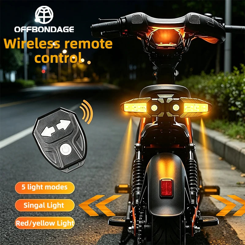 Electric Scooter Turn Signal Rear Light Remote E-bike Tail Light Lamp Rechargeable USB Red/Yellow Light Scooter Accessories