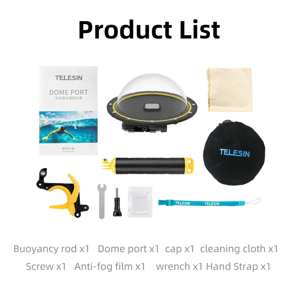 TELESIN Diving Dome Port for DJI Action 5 Pro 4 3 for Gopro Hero 12 11 10 9  Accessories Waterproof Housing Diving Equipment
