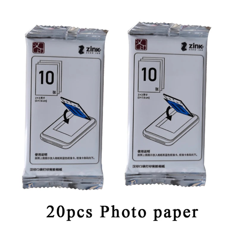 10pcs/20pcs MT53 / Z1 Photo Sublimation Paper Zink Original Photo Paper, 2x3-inch Photo Paper, High Adhesive Backing Adhesive