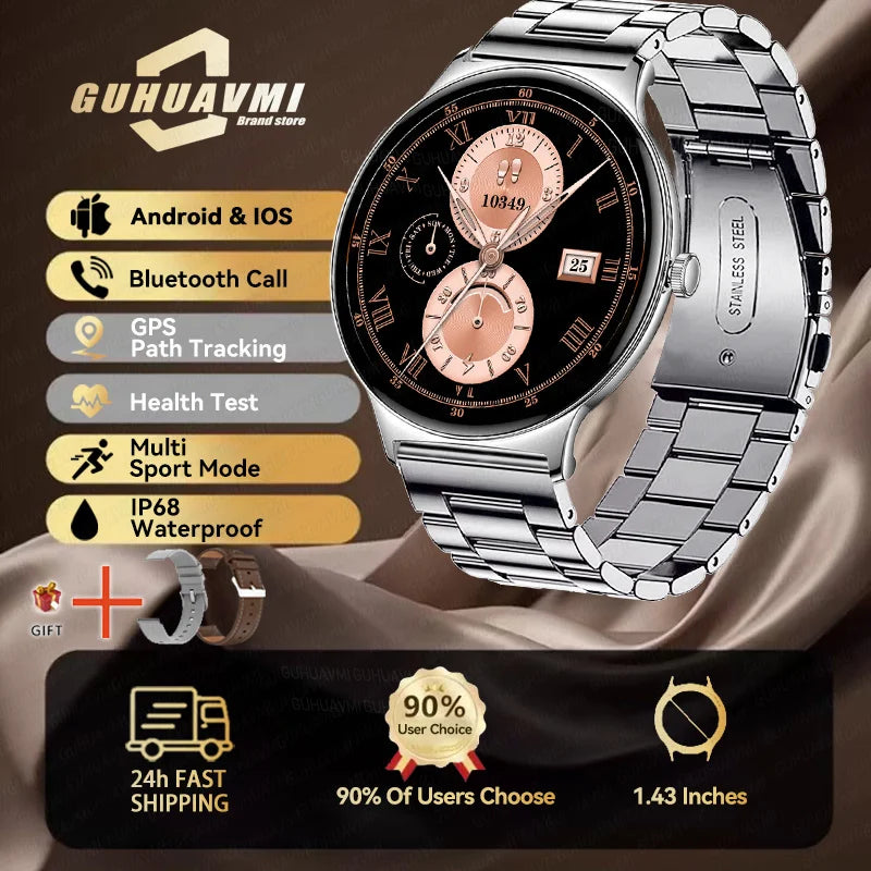 2025 New Smart Watch For Women Gift 1.43 Inch Full Touch Screen Sports Fitness Watches Bluetooth Calls Digital Smartwatch Ladies