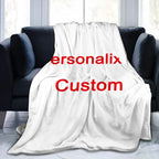1 Piece of Custom Personalized Blanket with Image Upload DIY Flannel Blanket - Customize with Warm Photos, Soft and Warm, Suitable for Sofa, Bed, Office, Car, and Outdoor Travel - Perfect for All Seasons, Halloween, Thanksgiving, Birthdays, Weddings, Coup