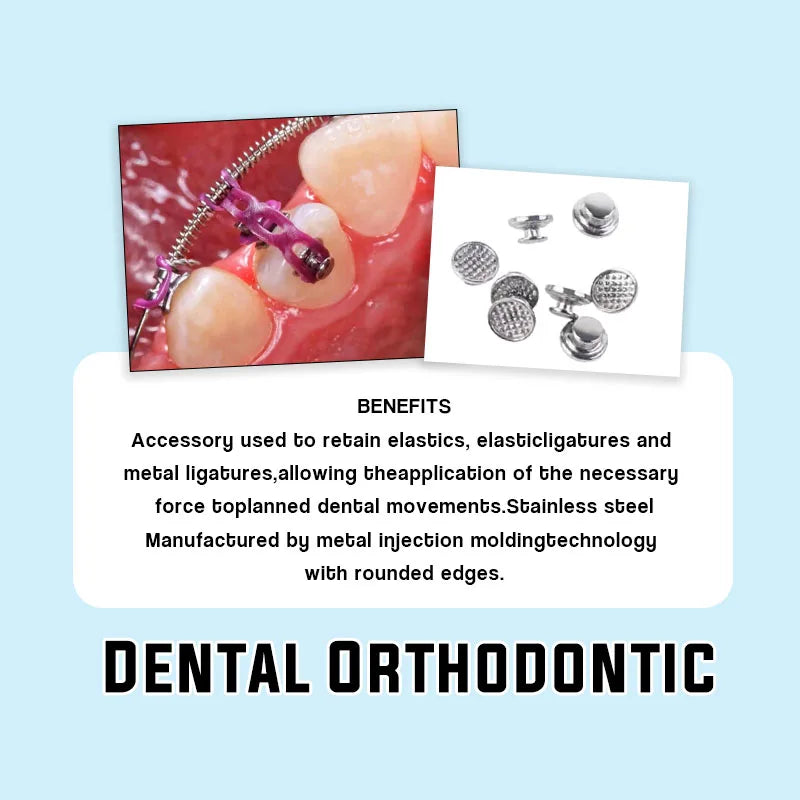 50Pcs/Box Dental Orthodontic Lingual Buttons Metal Bondable Monoblock Mesh Hole Base Composite Buttons Dentistry Accessories