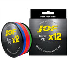 JOF X12 500M 300M Braided Fishing Line 12 Strands MultiColor Multifilament Saltwater PE Line 20 24 35 40 50 65 80LB