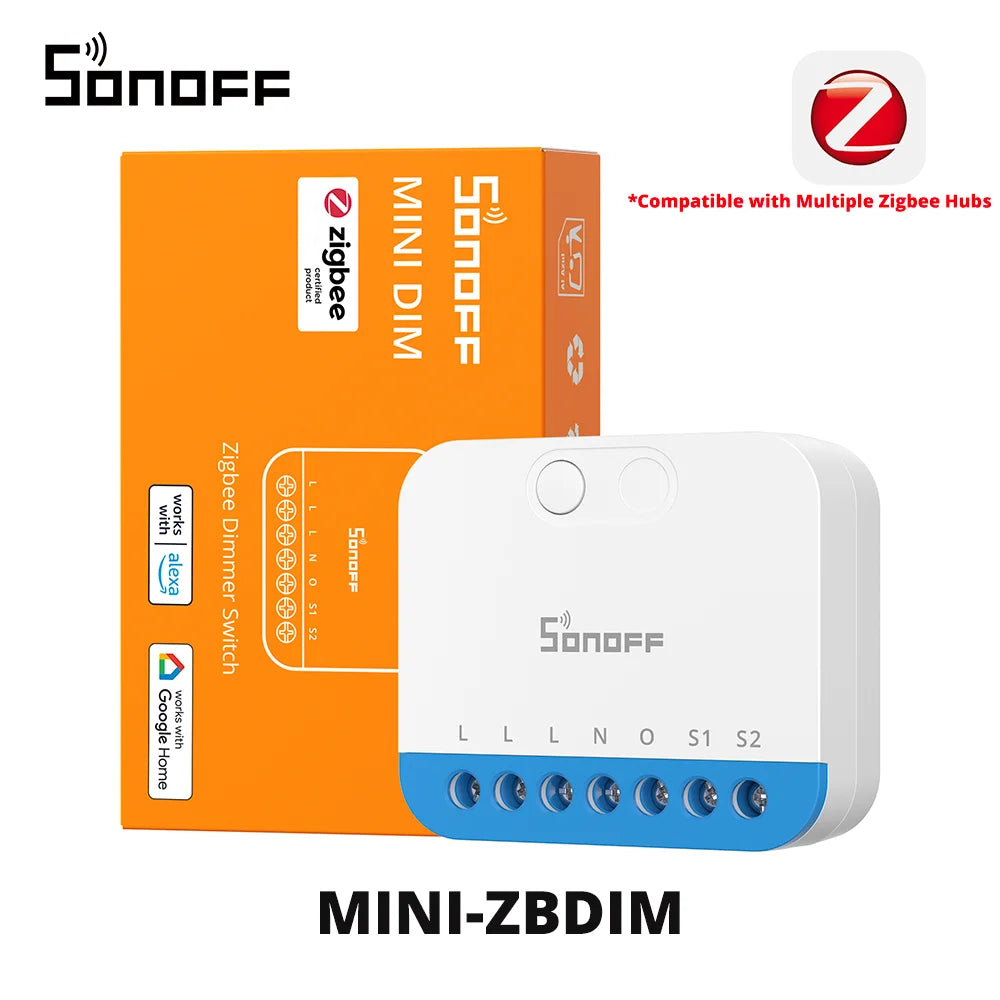 SONOFF MINI-ZBDIM MINI Extreme Zigbee Dimmer Switch Broader Lamp Compatibility Real-Time Power Monitoring Smooth Precise Dimming
