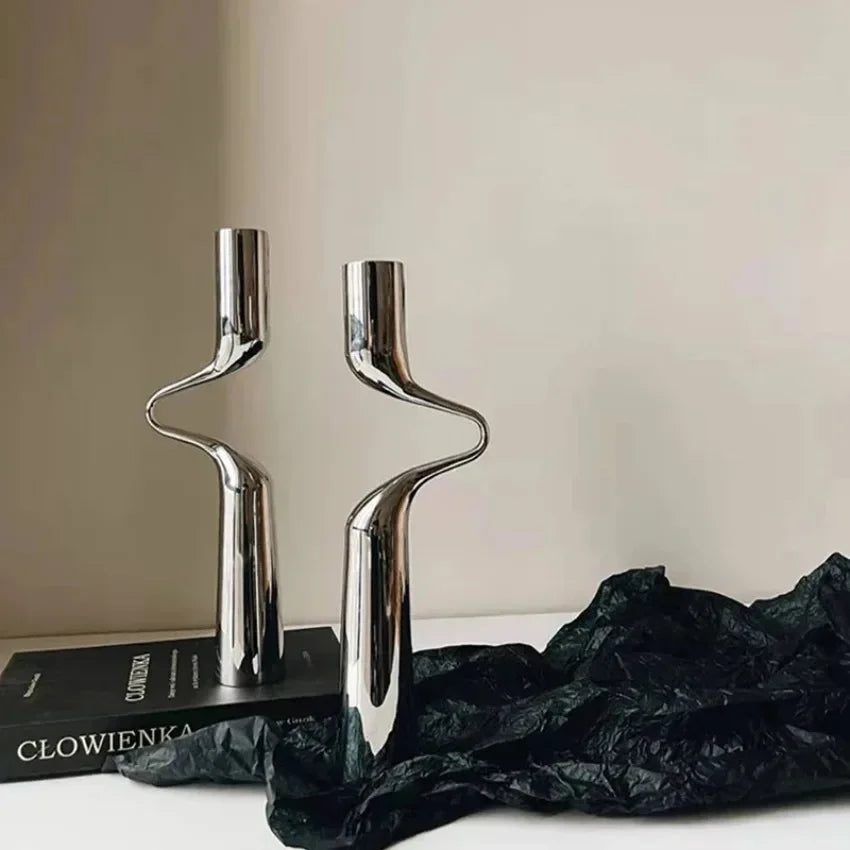 Silver Candle Holder Metal Candelabra Luxury Double Headed Center Table Candle Holders Living Room Home Decoration Gift Ideas