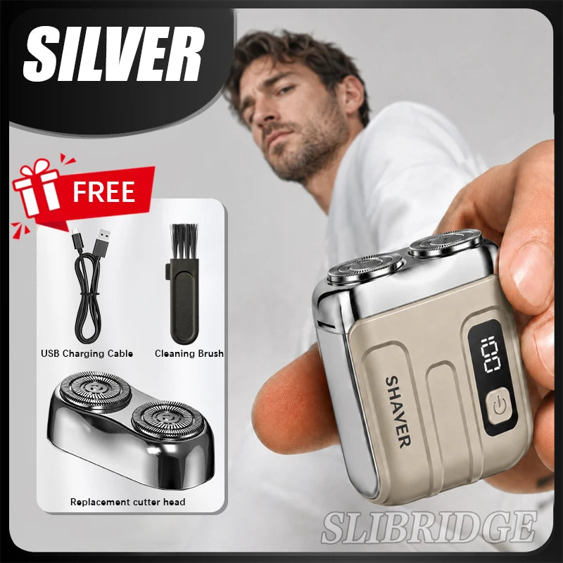 Men's Mini Electric Shaver Rechargeable Waterproof Wet/Dry Beard Razor - Black