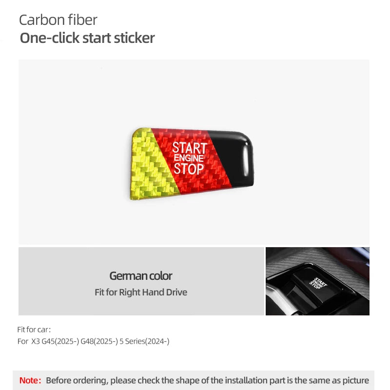 BMW 5 Series G60/G70 X3 G45/G48 2025-2026 Carbon Fiber Start Stop Button Trim Sticker
