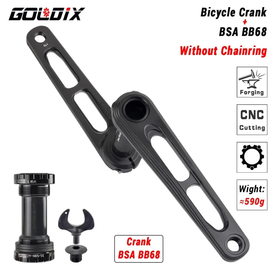 GOLDIX Ultralight Road Bike Crankset 50-34T/52-36T/53-39T for 3 Bolt Double Chainring 165/170/175mm Length Hollow Bicycle Crank