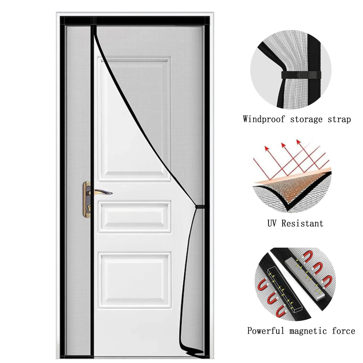 Magnetic screen door, hands-free mesh curtain, child and pet friendly, heavy-duty mosquito net, easy to install，Auto-Close
