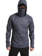 Men's Hooded Fishing Shirt with Face Mask, UV Protection Quick Dry Long Sleeve, 2XL-3XL