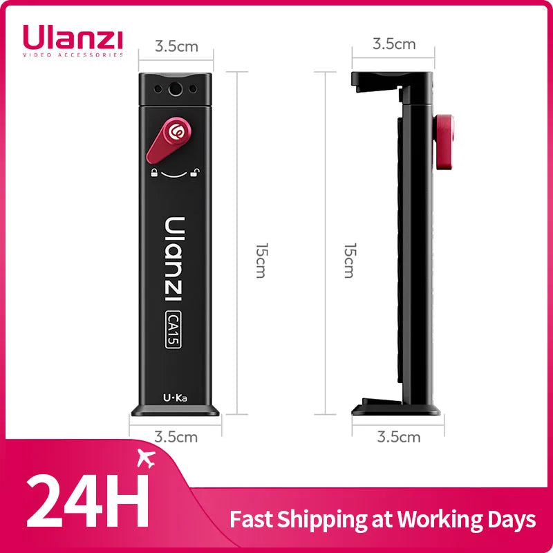 Ulanzi CA15 OneLock Tablet Clamp Metal Tablet Clamp for iPads/Tablets 4.7-12.9in with 1/4'' Screw Hole and Uka Base