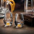 YWDL 1/2/4/6pcs Luxury Crystal Glass Vodka Sake Shochu Bar Liqueur Gold Foil Glass Tea Cup Gift Hard Liquor Wine Glasses 15ml