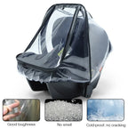 Baby Safety Seat Rain Cover Transparent EVA Baby Stroller Carriage Rain Cover Dust Cover Double Zipper Baby Stroller Accessories