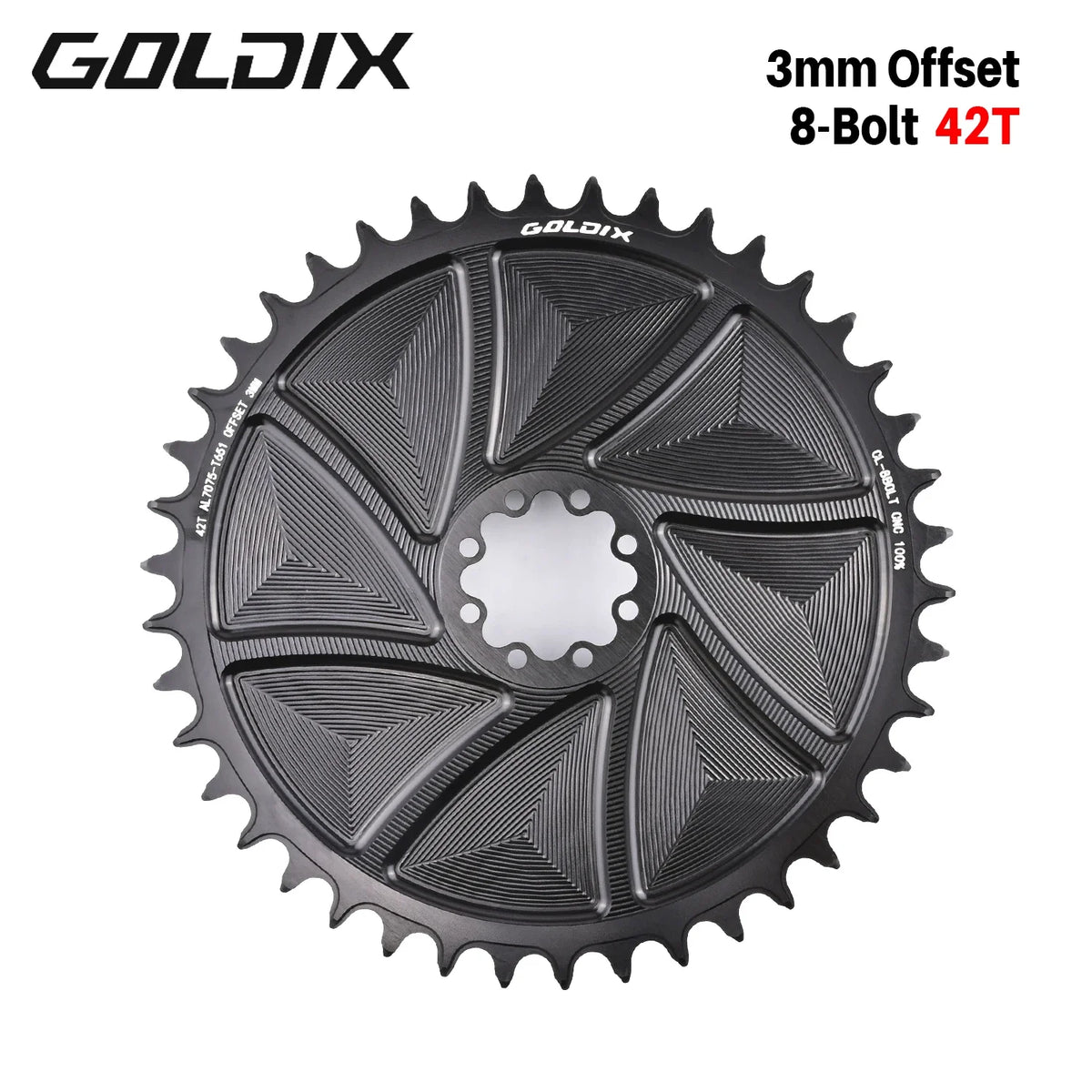 GOLDIX 8-Bolt Bicycle Chainring Wide and Narrow Teeth AERO Chainring CNC Hollow Cutting Machining for SRAM 8Bolt Crankset