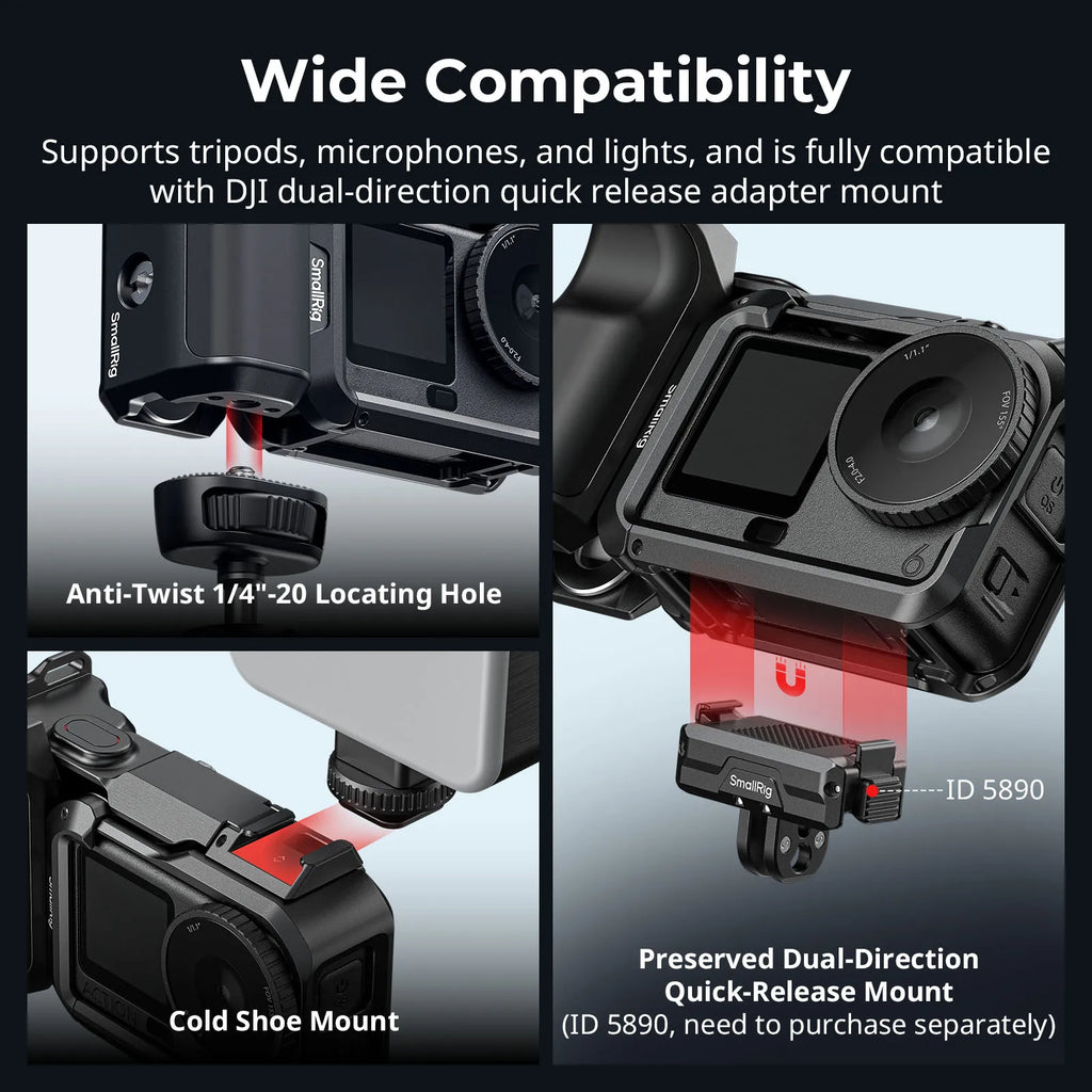 SmallRig Cage Kit for DJI Osmo Action 6 with Handle, Wrist Strap, Built-in Tool