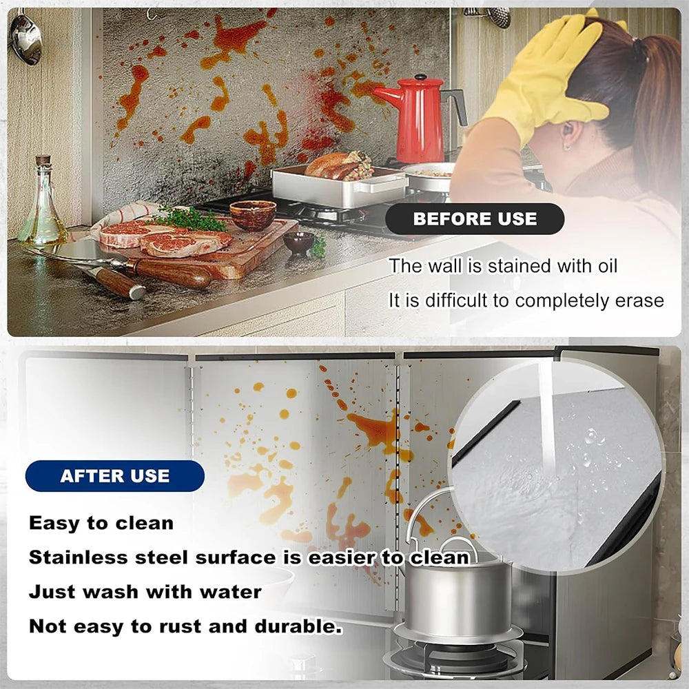 LMETJMA Splatter Guard Foldable Stainless Steel Oil Splash Board Nonstick Oil Splatter Guard Heat Insulation Board For Stove Top