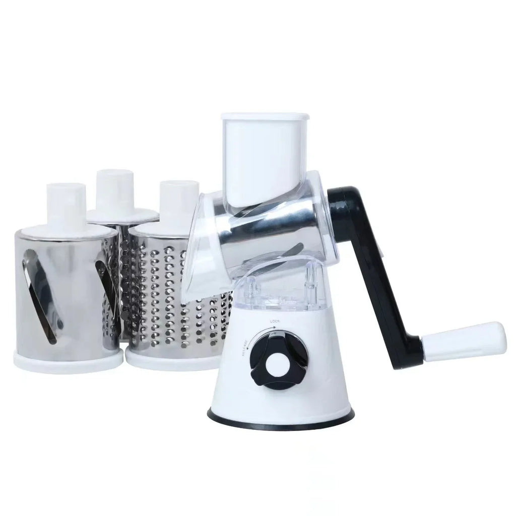 Hot selling 3-in-1 manual vegetable cutting machine with 3 sharp rollers, cheese, potatoes, garlic, kitchen cooking accessories