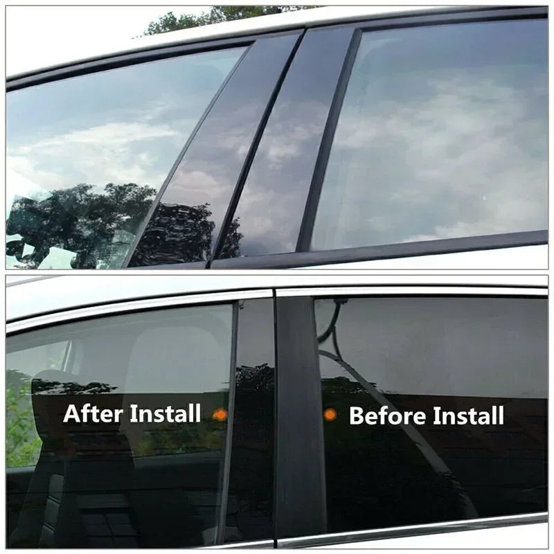 6Pcs Gloss Black Car Stickers for Hyundai I30 Hatchback 2007-2009 2010 2011 2012 Window Trim Cover BC Column Strip Pillar Posts