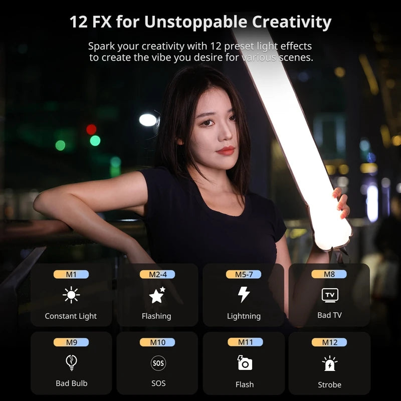Ulanzi UA20 20W Portable Air Tube Light Foldable Bi-color Fill Light for Live-streaming Outdoor Fill Light Air Tube Light
