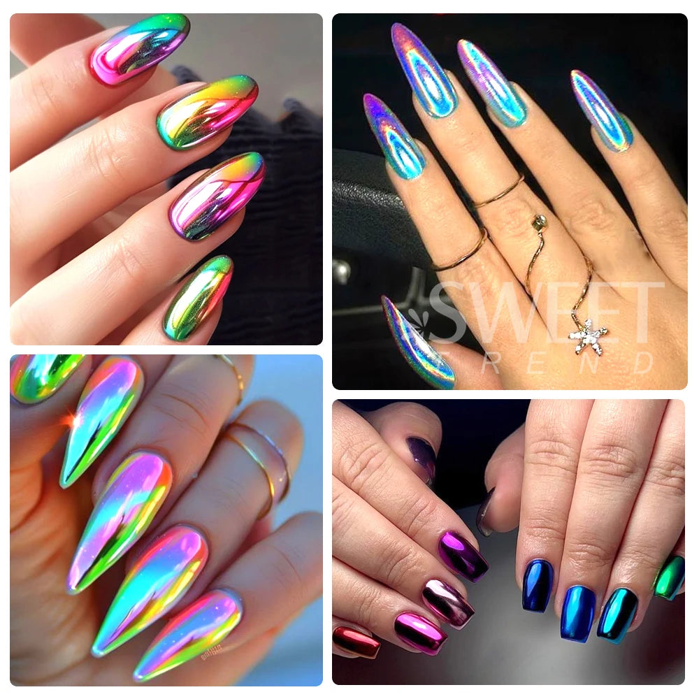 24/26/45 Colors Chrome Nail Powders Gold Silver Metallic Mirror Effect  Holographic Nail Glitter Material for Manicure Supplies