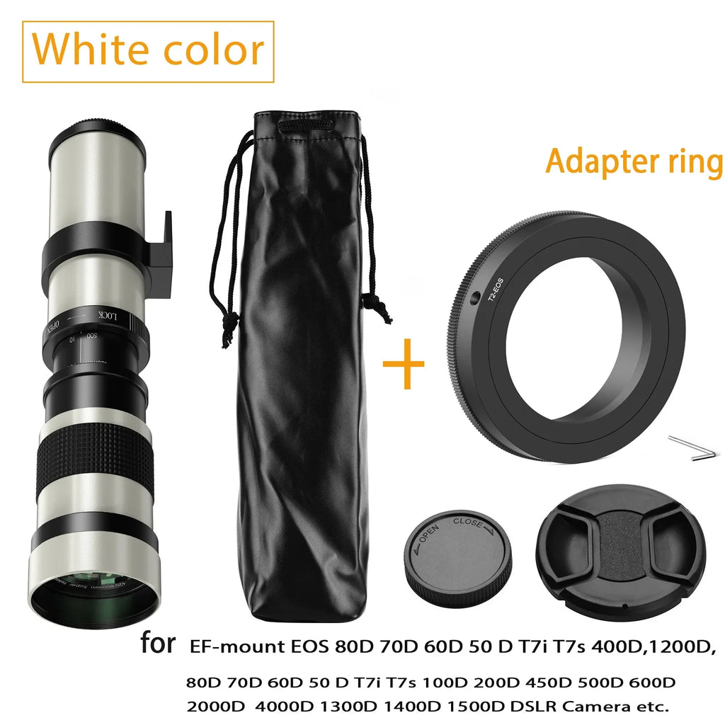 Lightdow 420-800mm f/8.3-f16 Manual Telephoto Zoom Lens for Canon EOS R1 80D T3 T4 T5i T6 Nikon Sony Olympus Pentax DSLR Cameras