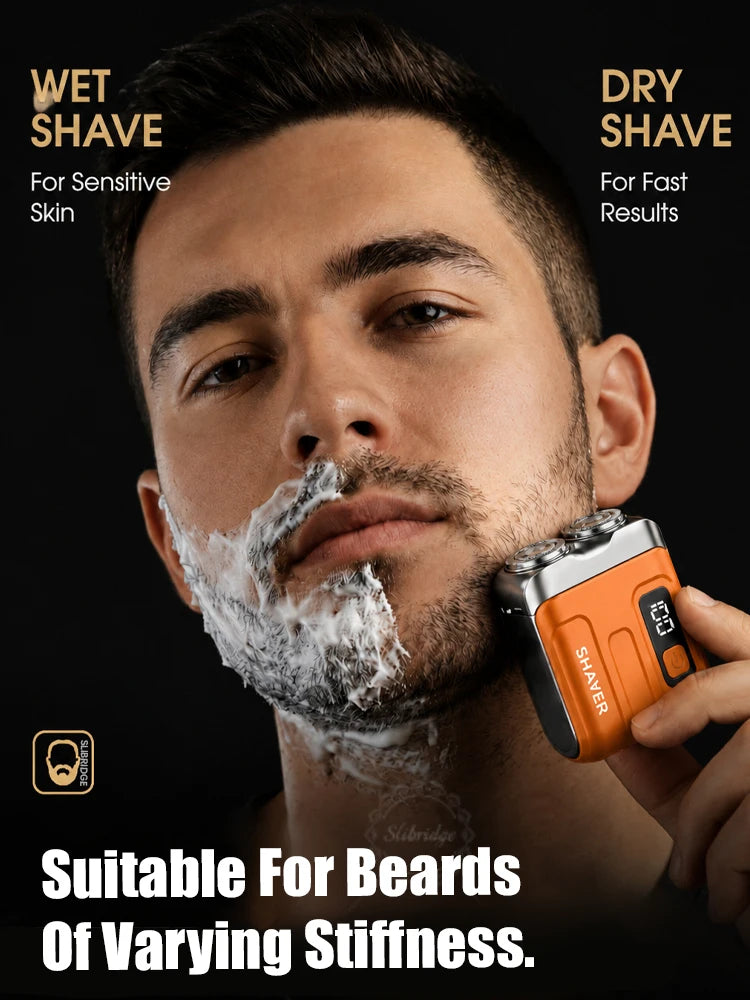 Men's Mini Electric Shaver Rechargeable Waterproof Wet/Dry Beard Razor - Black