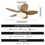25 inch Ceiling Fans with Lights and Remote,Flush Mount Ceiling Fan,Reversible Quiet DC Motor Low Profile Ceiling Fans For Livin