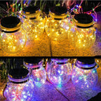 Solar Cracked Glass Jar Lamp IP65 Waterproof 30LED Warm White & Colorful Lights Outdoor String Lights for Garden Patio Yard Tree