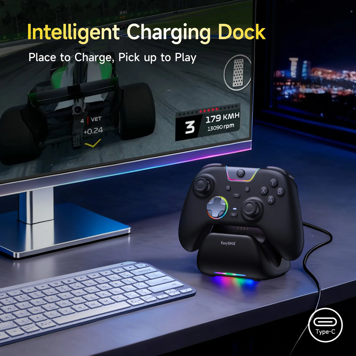 EasySMX X05 Pro Wireless Gaming Controller with Hall Joysticks, 1000Hz Polling Gamepad for PC Nintendo Switch Android and iOS