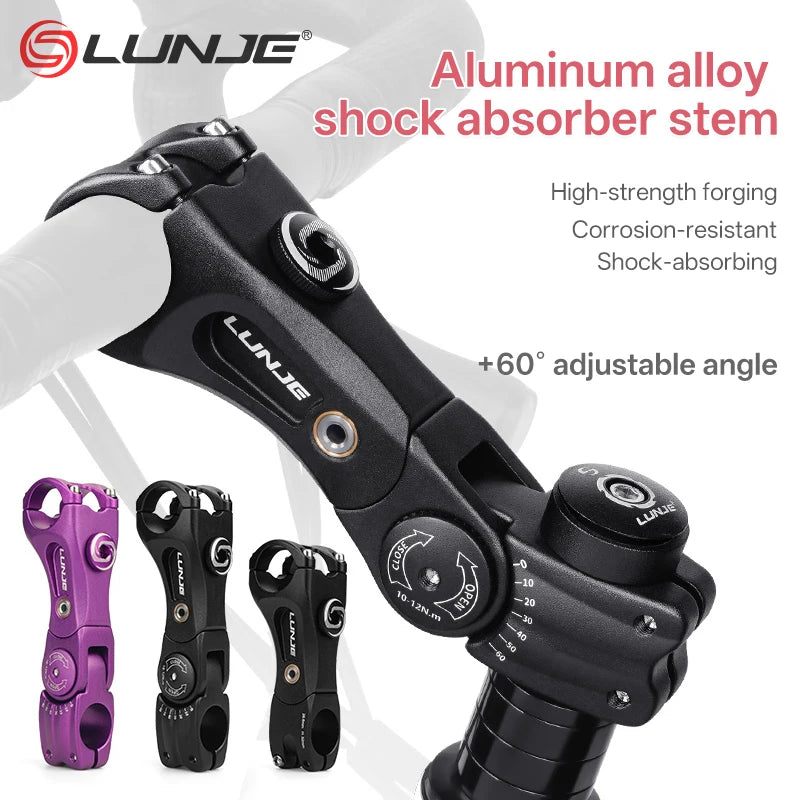 LUNJE Shock Absorber Bike Stem 31.8 MTB Handlebar Riser Extension Adapter 3D Forging Aluminum Alloy Bicycle Accessorie 100/140mm