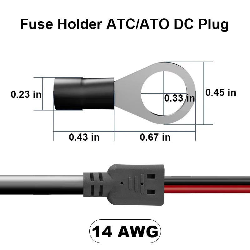 For Starlink Mini Specific Power Cable DIY 18AWG Wiring Extension Harness with Automotive Fuse Holder ATC/ATO DC Plug Waterproof