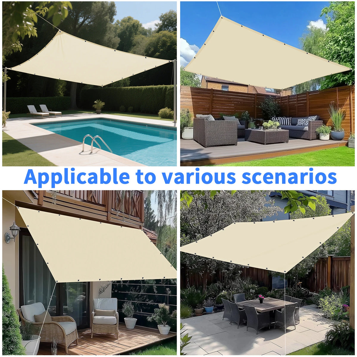 Waterproof UV Protection Canopy Outdoor Sun Shade Sail with Grommets 2/3/4/5M for Outdoor Garden Pool Patio Sunshade Cloth Tent