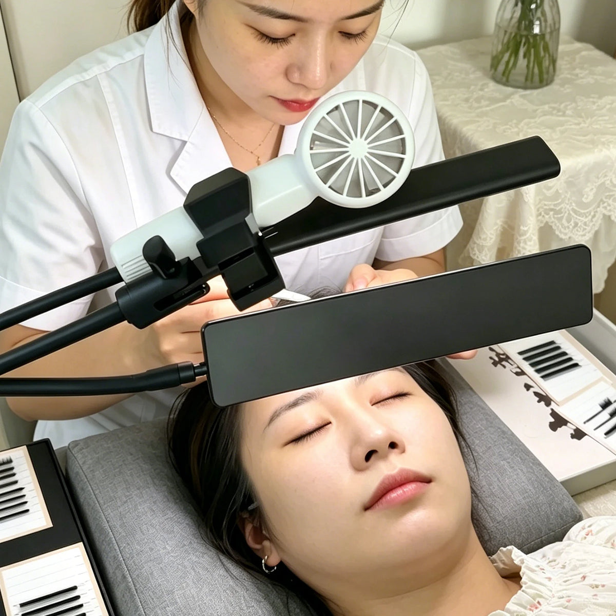 Eyelash Extension Inspection Mirror with Clip, Hands-Free Lash Mirror Connector & Tray Holder, Black, 3-Pack