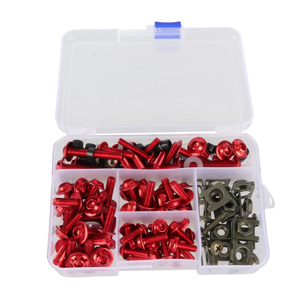 Motorcycle Fairing Screw Kit 177pcs Aluminum Windshield Cover Bolts Set, Blue