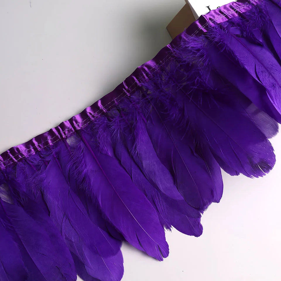 10Meters Goose Feather Fringe Ribbon Handicraft Accessories White Swan Feathers Trims Carnival Plumas Dress Decoration Wholesale
