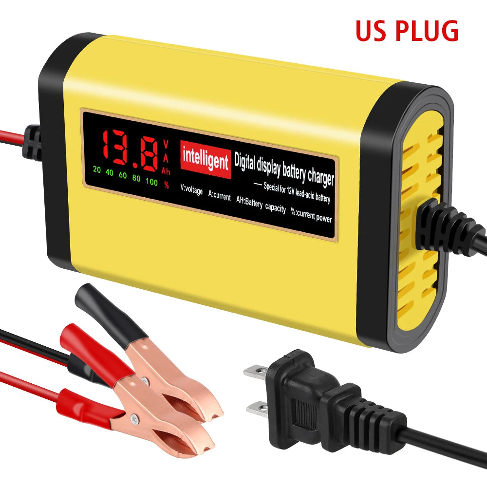 2A 12V Automotive Battery Chargers 3 Stages Intelligent Pulse Repair Car Battery Maintance Storage Cell Charging Device Digital